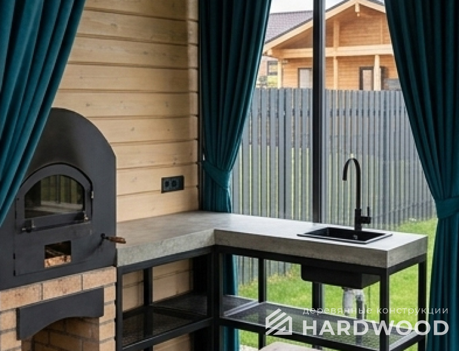 Дачная беседка с панорамными окнами №96 - фото 2270